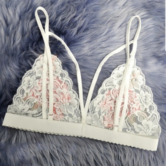 White Rose Strappy Lace Bralette - Picture 4 of 4